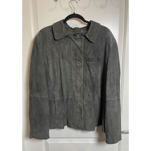 Talbots Gray Suede Leather Jacket Blazer Women's 24W Plus  Luxury Boutique